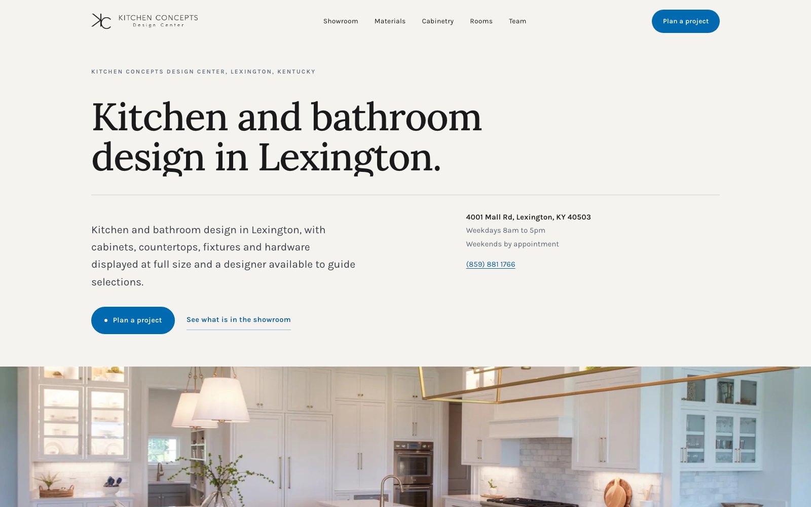 The new Kitchen Concepts homepage concept
