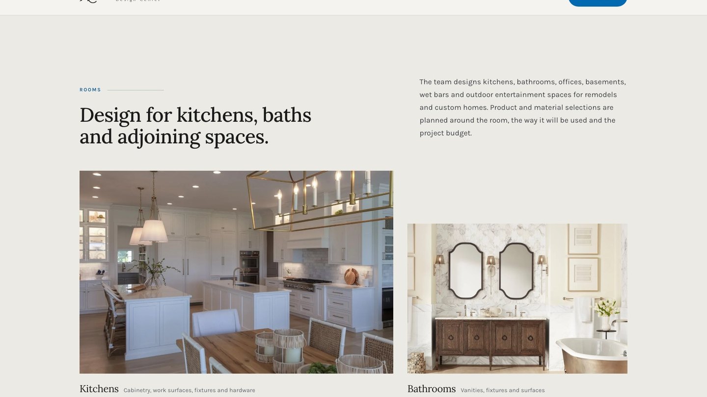 The rooms section of the new homepage