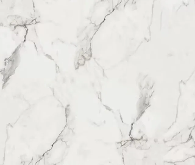 Cultured marble surface, white with soft grey veining